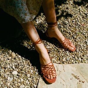 Doen Casimira sandals in red leather NEW